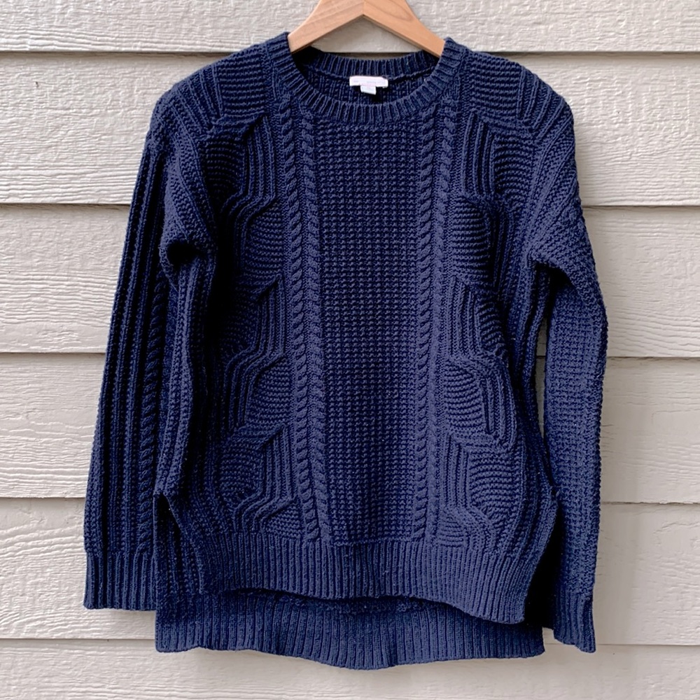Gap Cable Knit Chunky Navy High Low Sweater